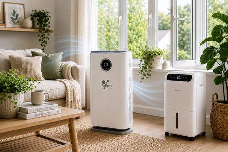 Air purifier and dehumidifier improving indoor air quality at home