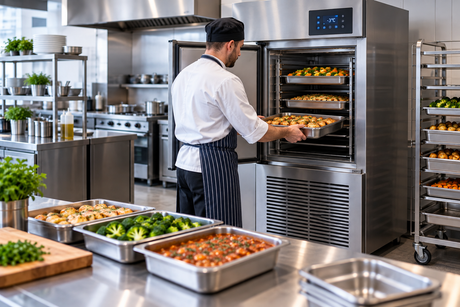 Blast chiller in a commercial kitchen used for rapid food cooling