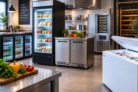 Commercial refrigeration equipment including fridges freezers chillers and cellar cooling
