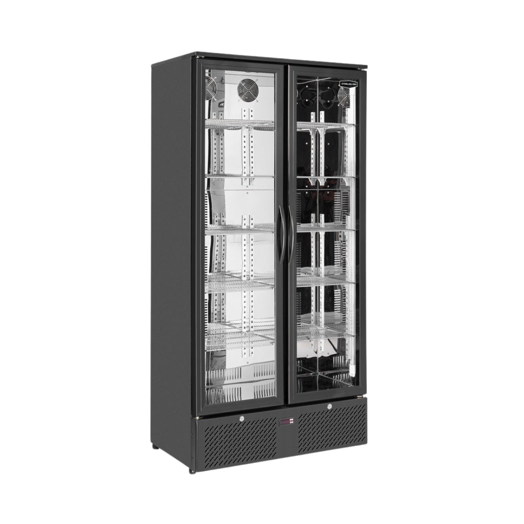 Sterling Black Upright Bottle Cooler - Double Door