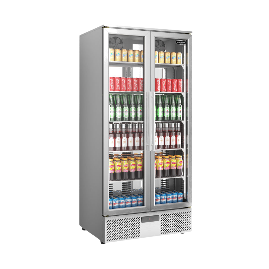 Sterling Stainless Steel Upright Bottle Cooler - Double Door