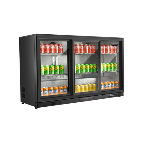 Sterling Black Bottle Cooler - Sliding Triple Door